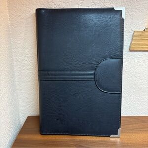 VTG Bond Street Black Vegan Leather Notepad Cover Portfolio Doc Organizer 10x15"